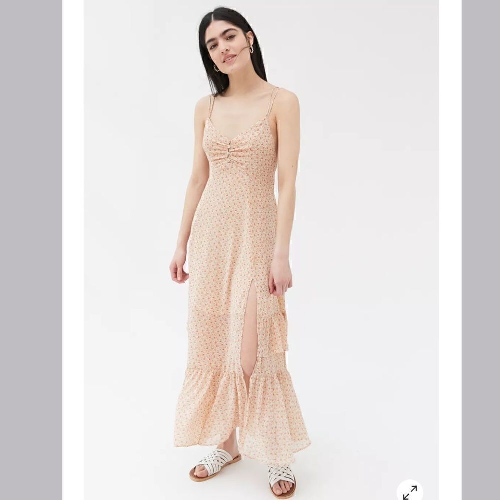Urban Outfitters Sparklers Floral Chiffon Midi Dress Size L